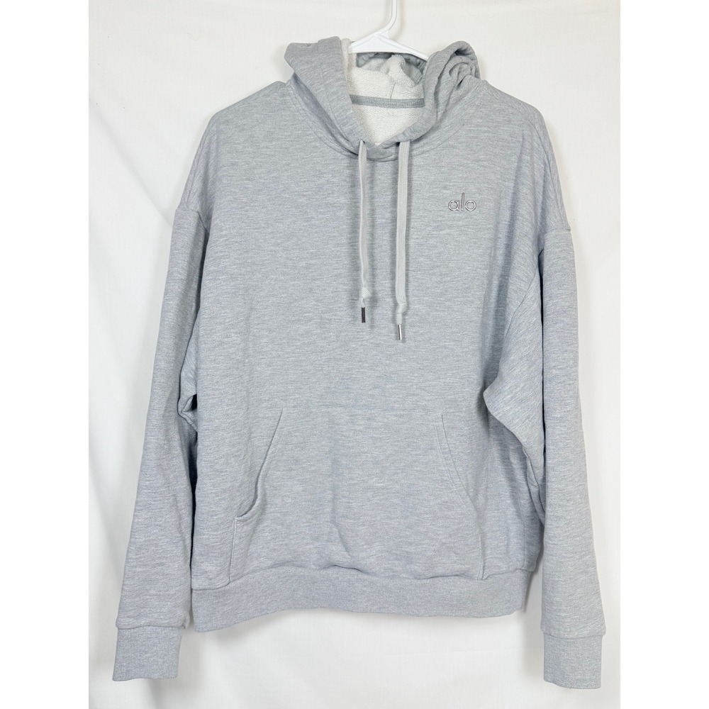 ALO Yoga Accolade Hoodie Womens Medium Gray Heather Pullover Sweatshirt Yoga
